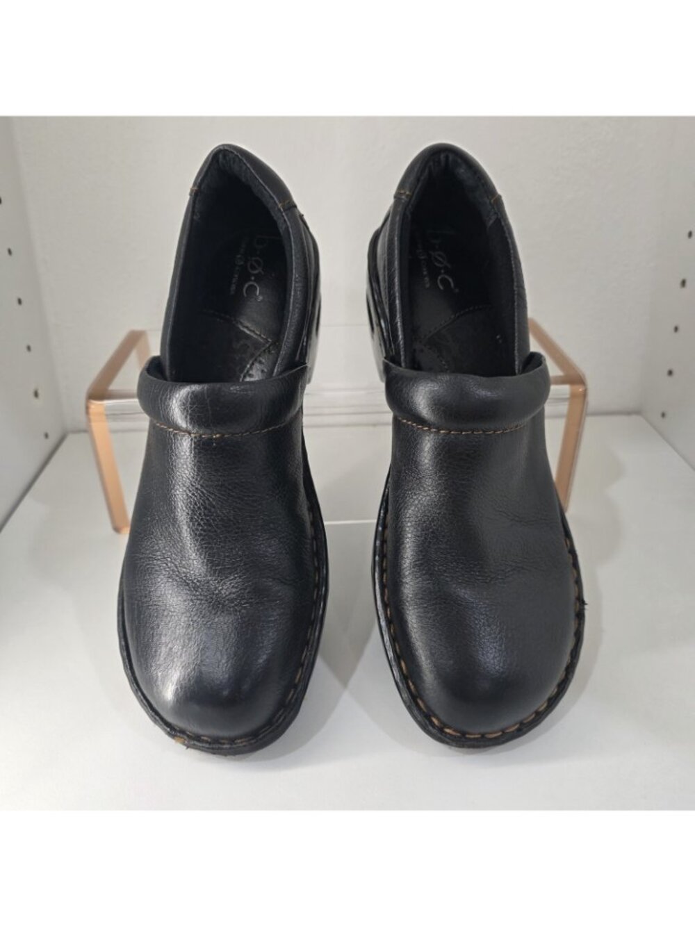 Born Concept PEGGY Clogs Comfort Nurse Server Black Leather Shoes 8.5 M - Picture 2 of 9